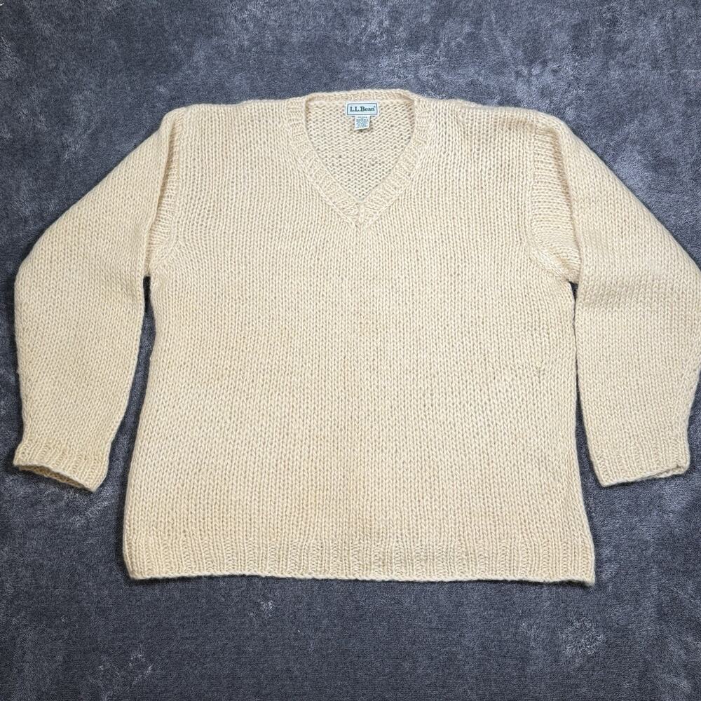 LL Bean Wool Blend Chunky Knit Sweater Women XL Vintage